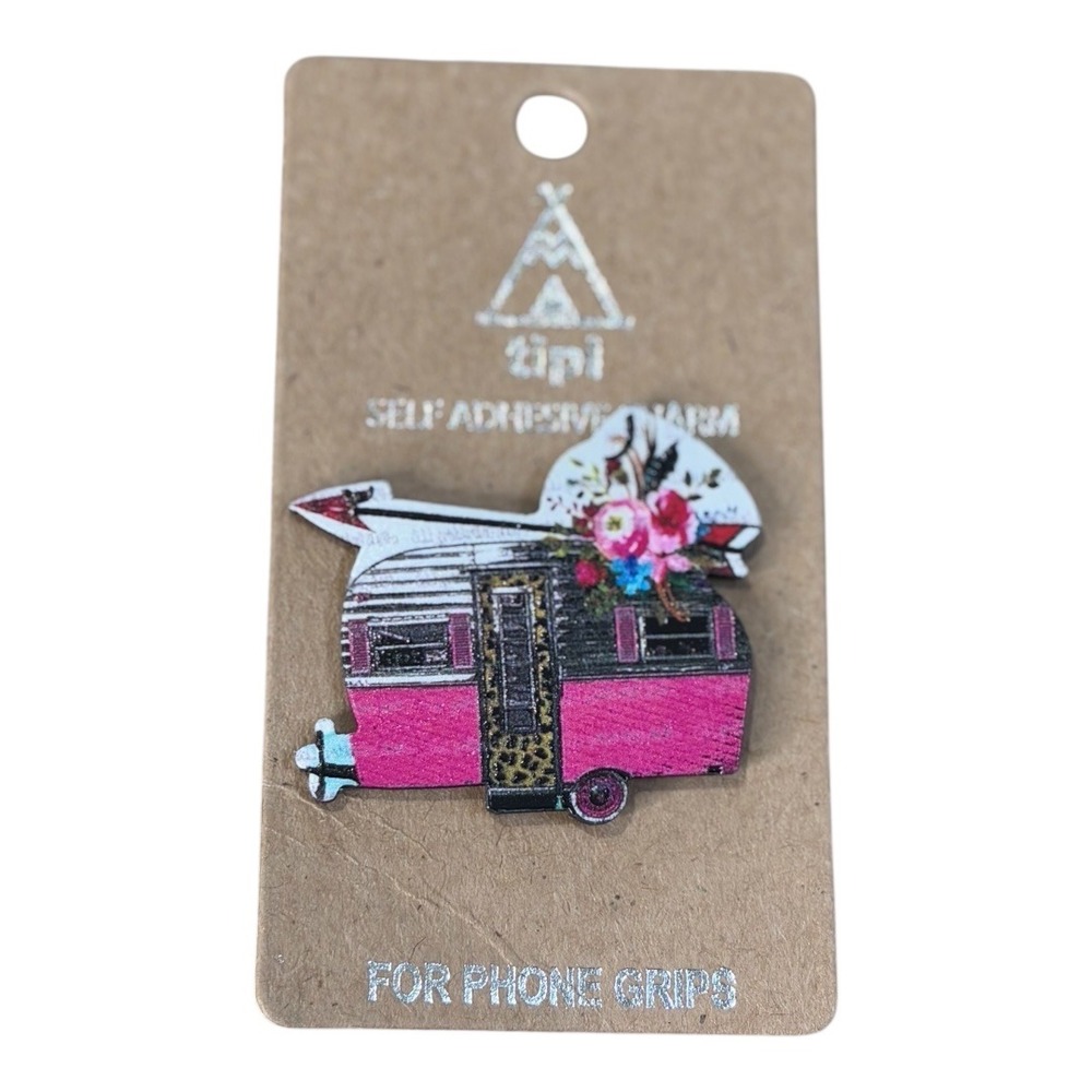 Tipi Camper Phone Grip Self Adhesive Charm Pink‎ RV Floral Cute Boho New